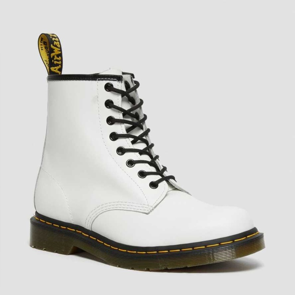 Doc Martens 1460 SMOOTH LEATHER LACE UP BOOTS in White